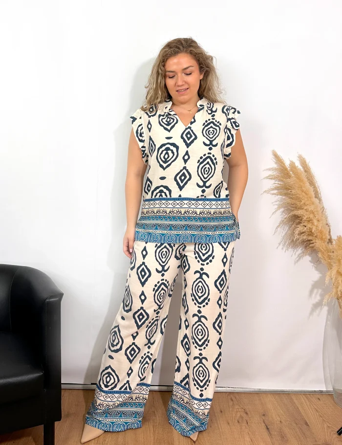 Pantalón Fluido Estampado Marino - Imagen 2
