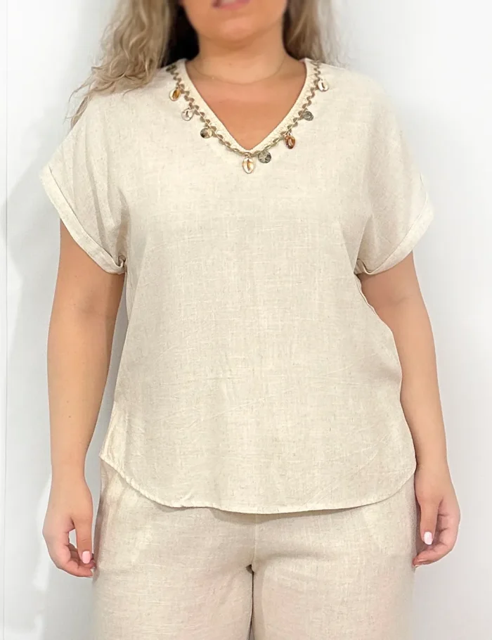 Blusa Conchas Lino