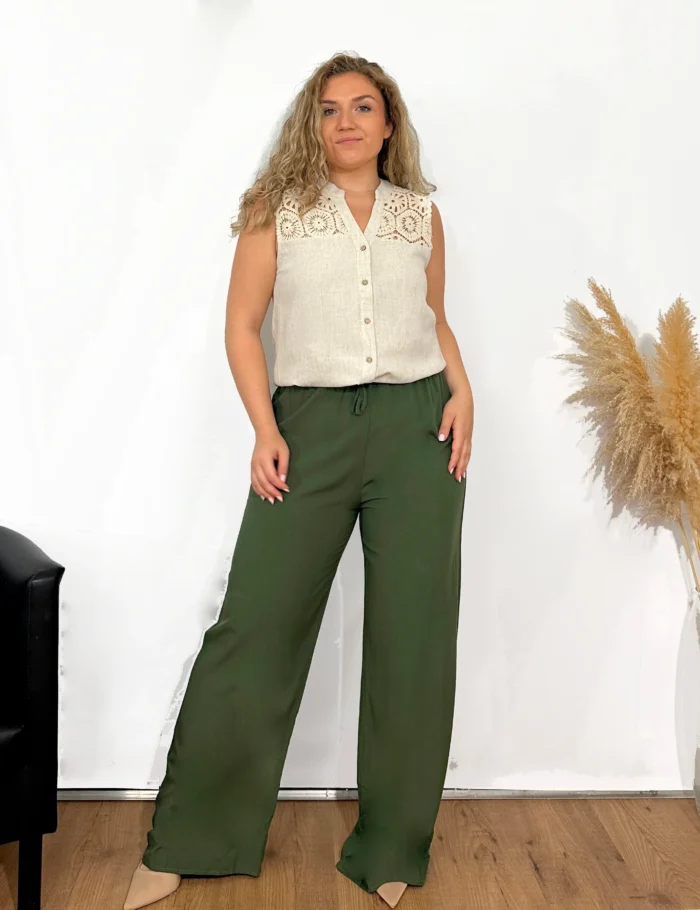 Blusa Beige Boradado Crochet
