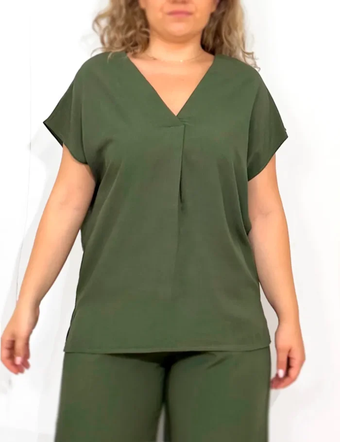Blusa Lino Kaki - Imagen 2