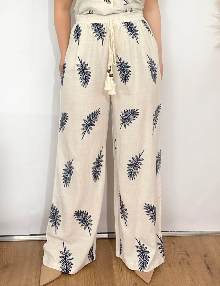 Pantalón Fluido Lino Bordado - Imagen 2