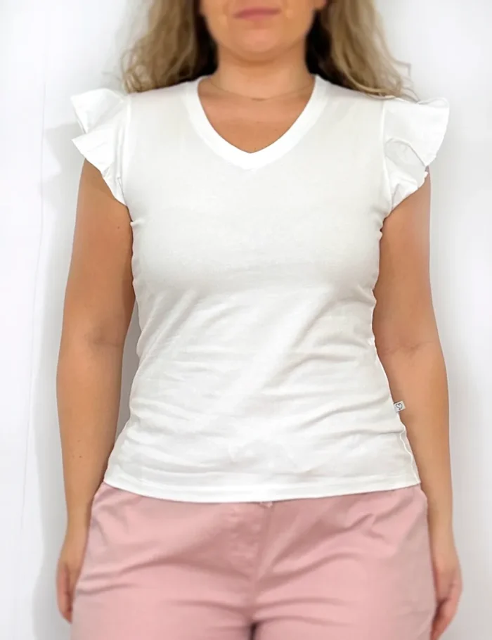 Camiseta Con Volantes Blanca