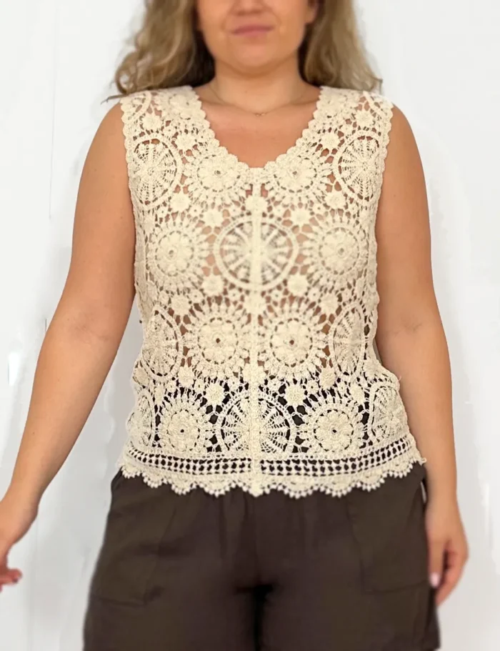 Top Crochet Beige - Imagen 2