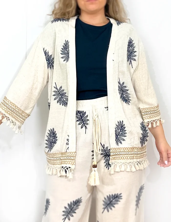 Kimono Lino Bordado - Imagen 2