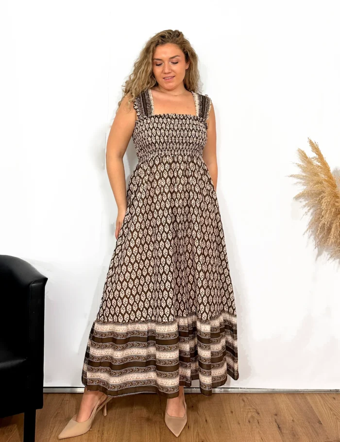 Vestido Nido De Aveja Marrón