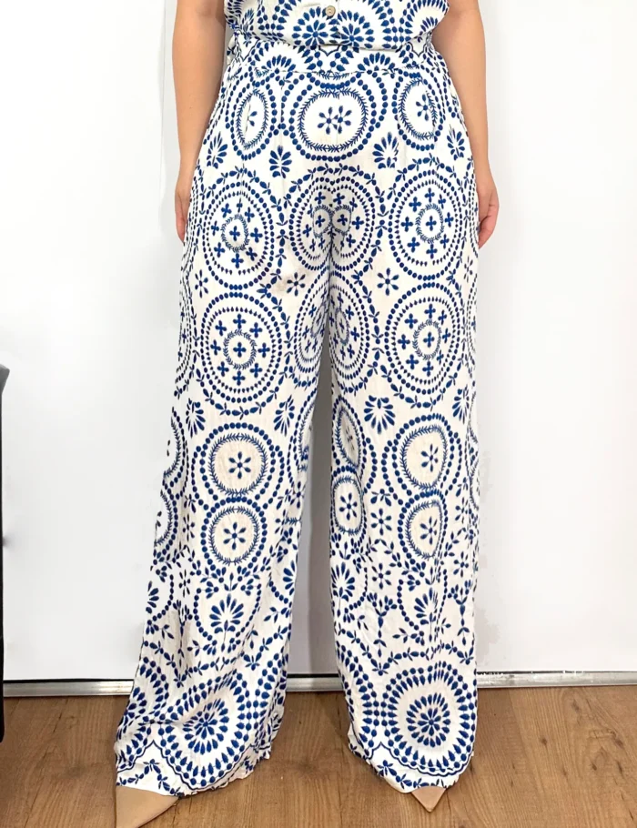 Pantalón Fluido Estampado Azul - Imagen 2
