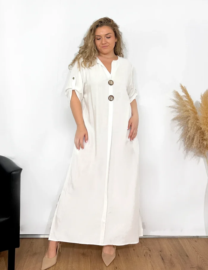 Vestido Maxi Camisero Blanco