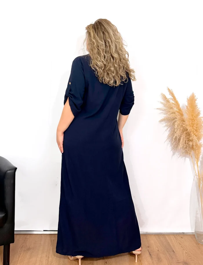 Vestido Maxi Camisero Marino - Imagen 2