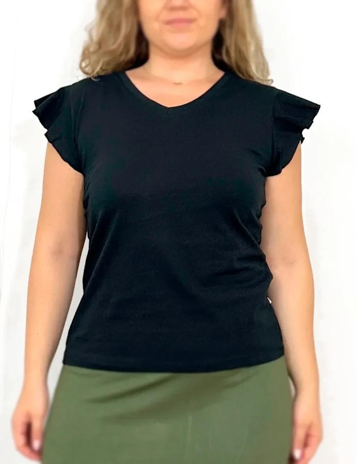 Camiseta Negra Con Volantes - Imagen 2