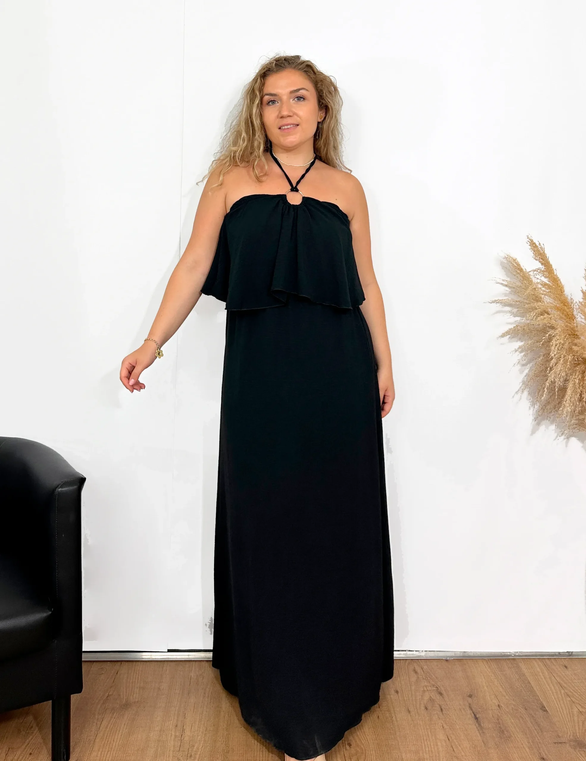 Vestido Volante Lazada En Cuello