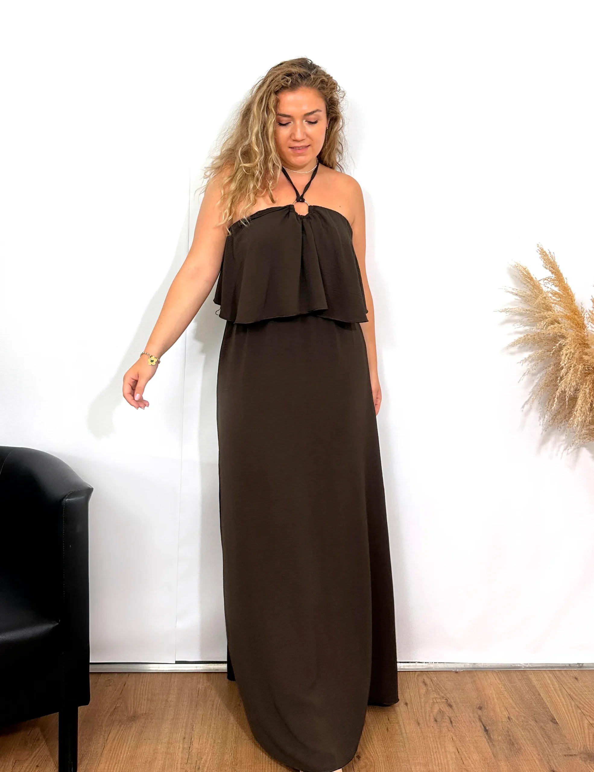 Vestido Volante Lazada En Cuello