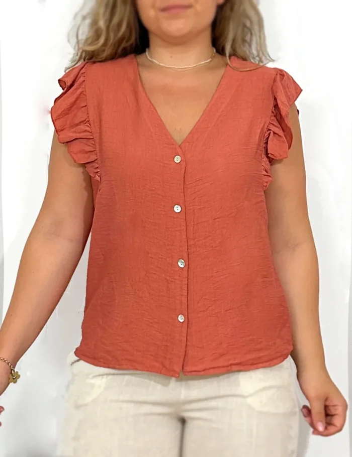 Blusa S/M Abotonada Grosella - Imagen 2