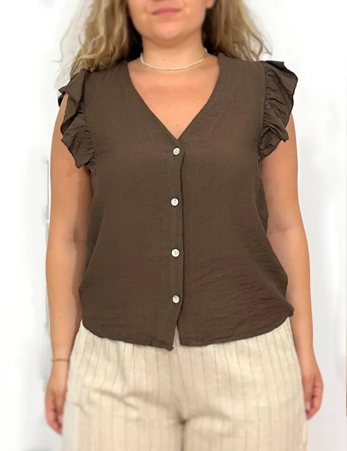 Blusa S/M Abotonada Chocolate - Imagen 2