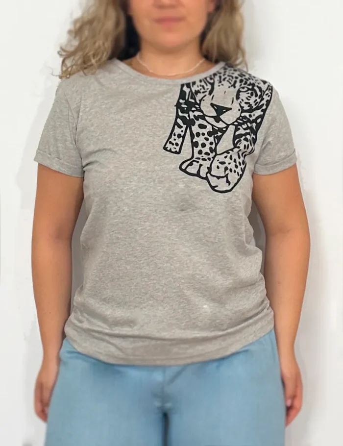 Camiseta Tigre Gris Mezcla - Imagen 2