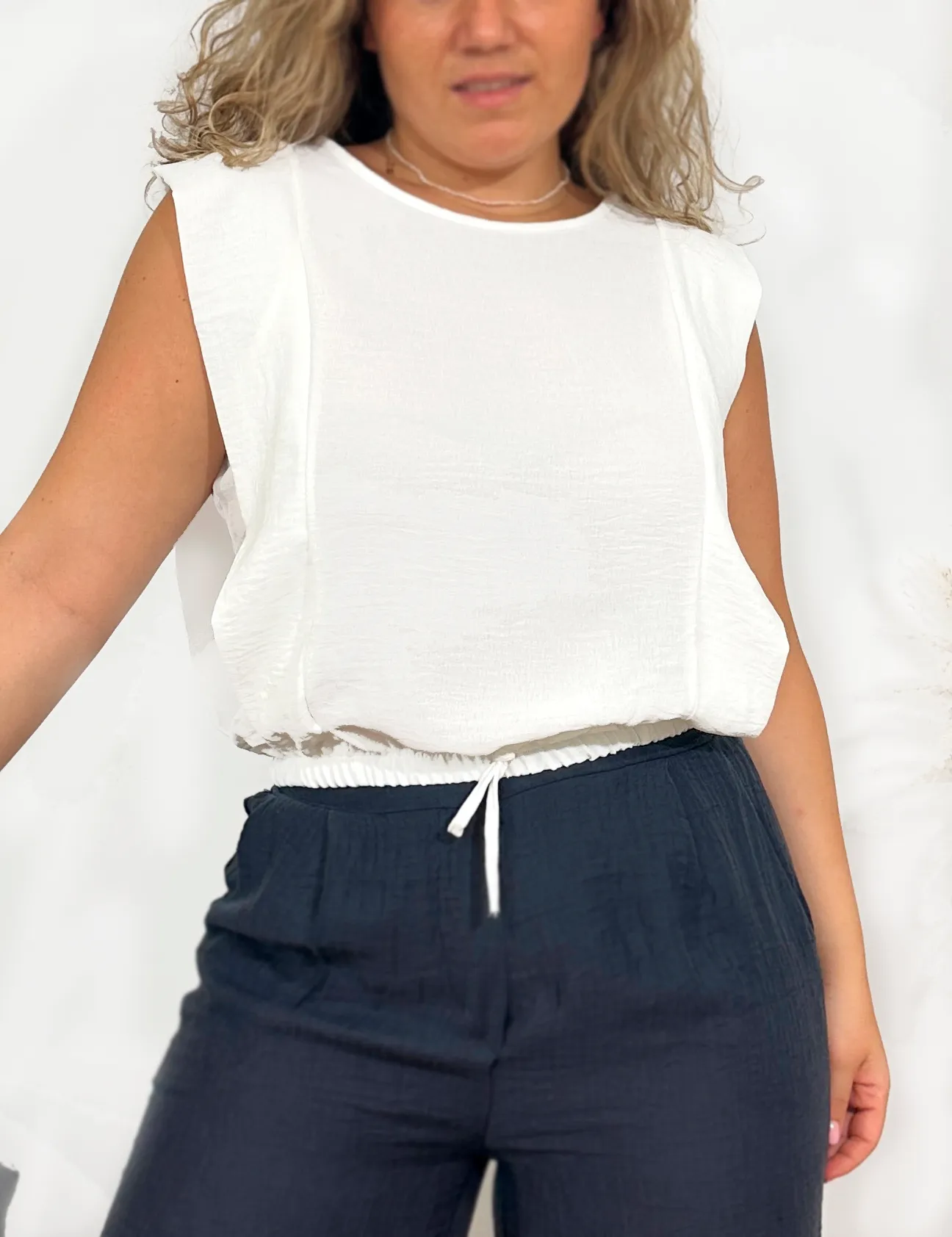Blusa Fruncida Blanca