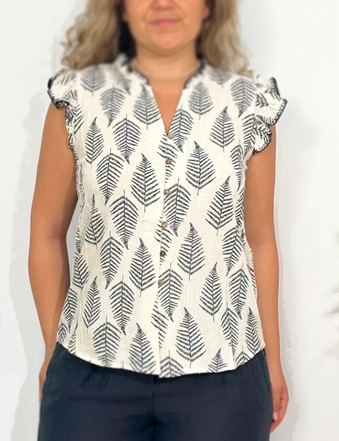 Blusa Lino Abotonada Marino - Imagen 2