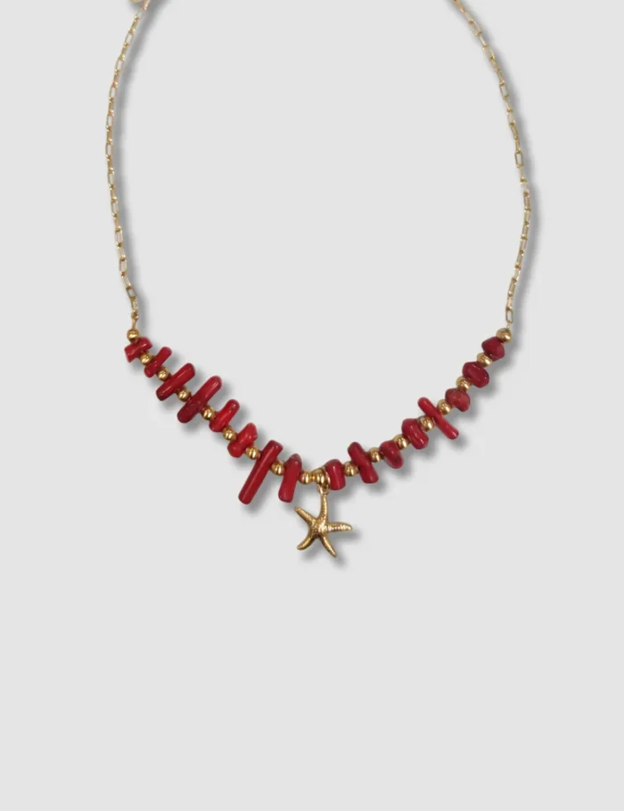 Collar Acero Piedras Y Estrella De Mar