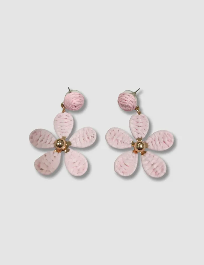 Pendiente Flor Rafia Rosa