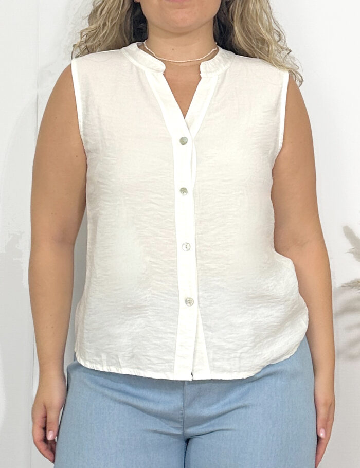 Blusa Botones Blanca - Imagen 2