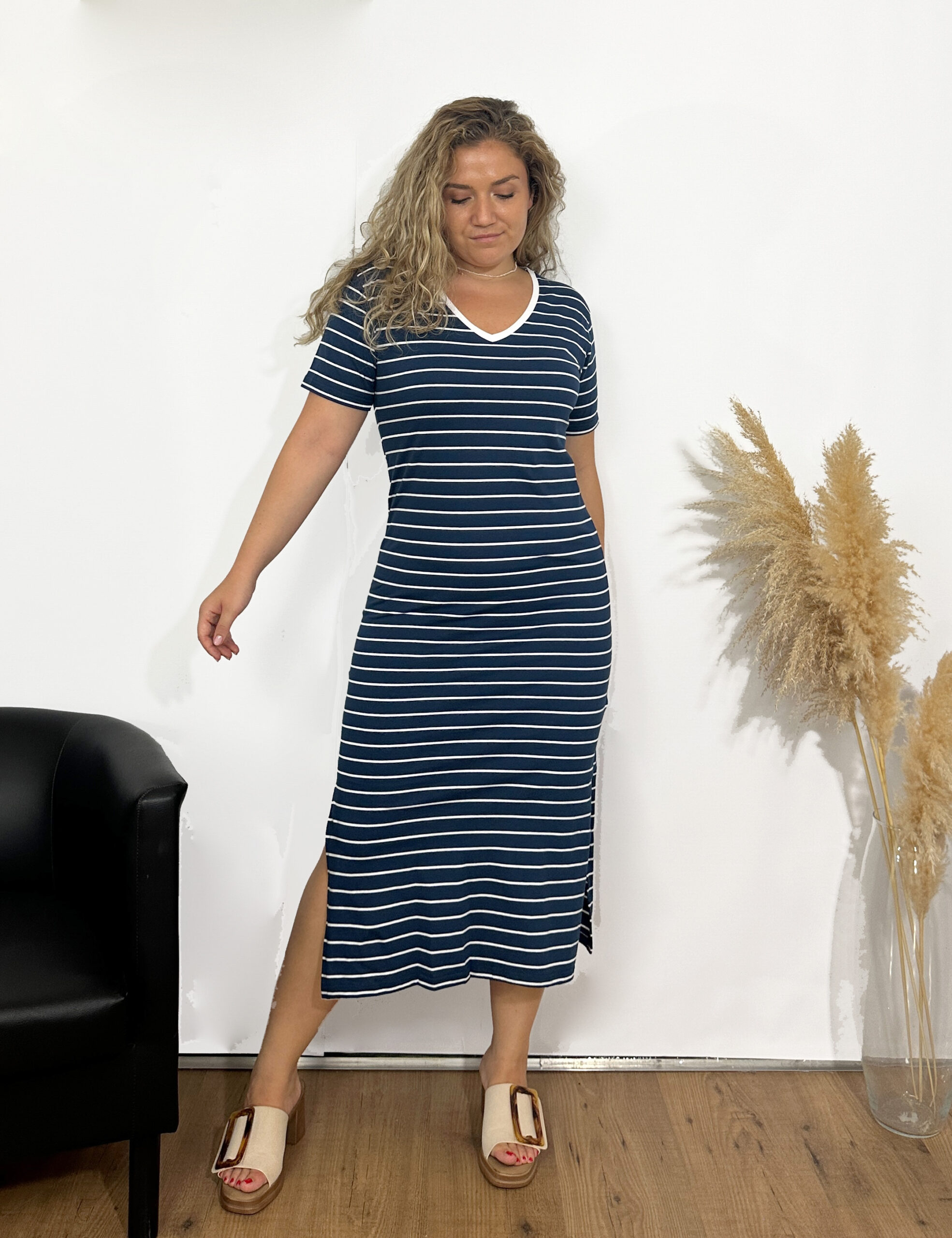 Vestido Maxi Rayas Azul