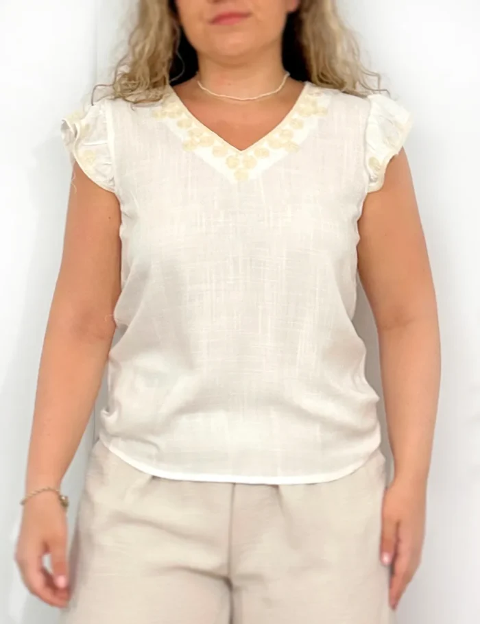 Blusa Bordado Crema - Imagen 3