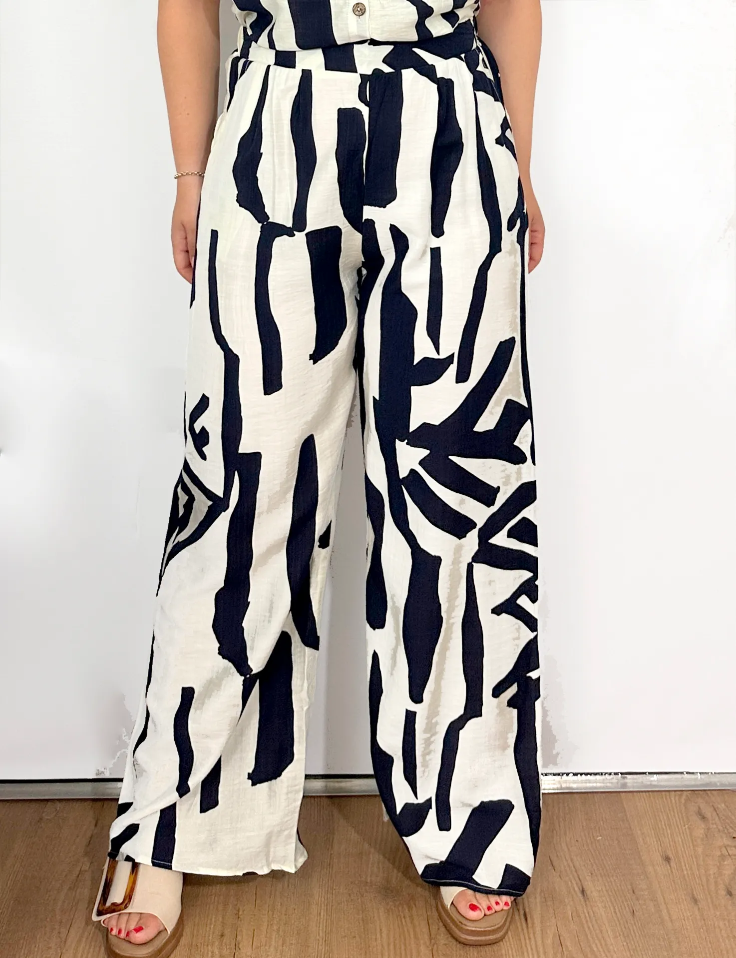 Pantalón Fluido Azul Crema