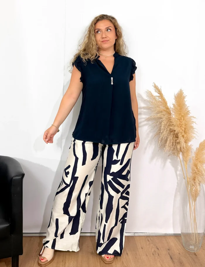 Blusa Volantes Azul Marino - Imagen 2