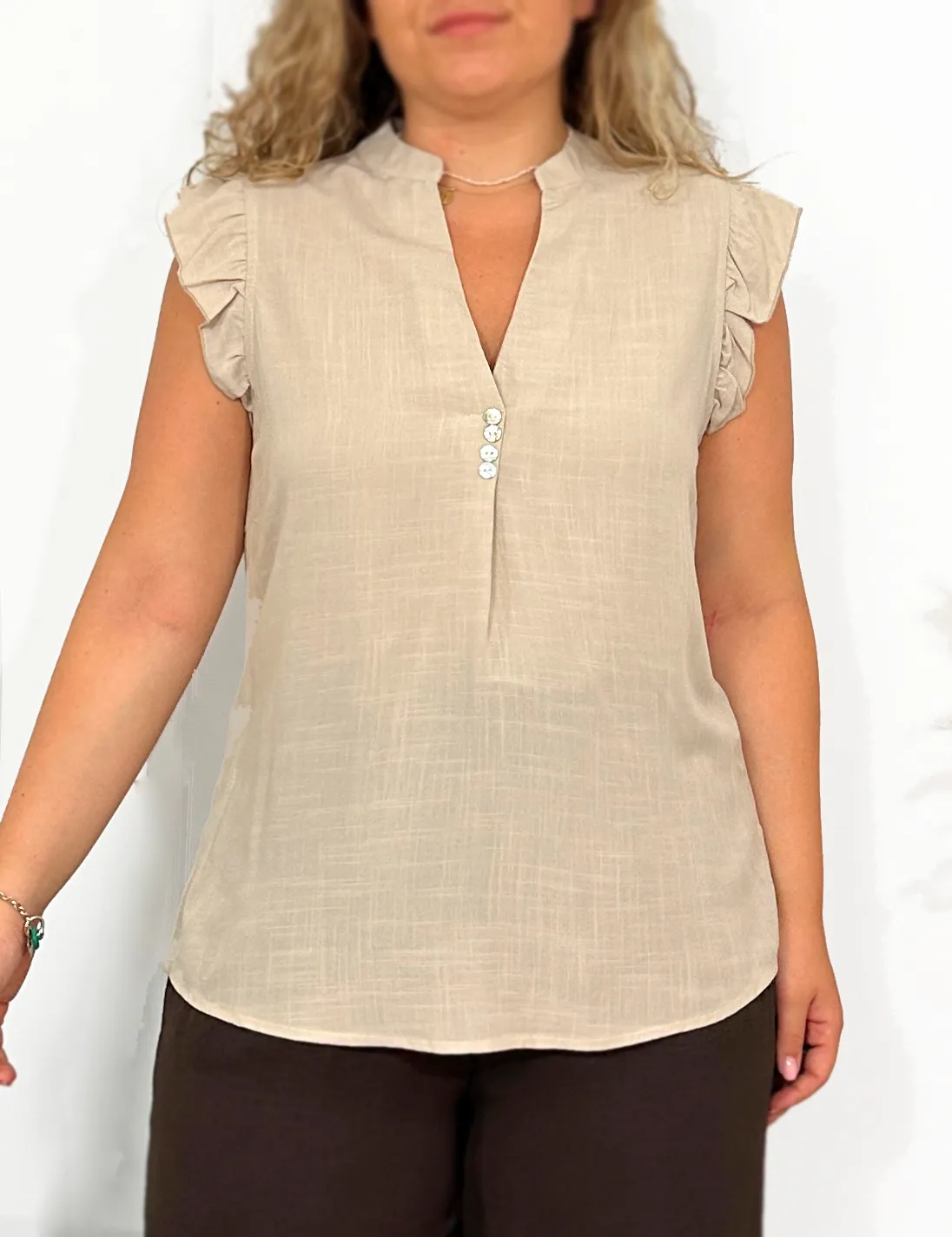 Blusa Volantes Beige