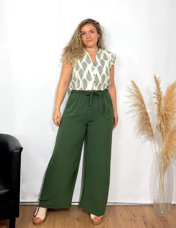 Blusa Lino Abotonada Verde