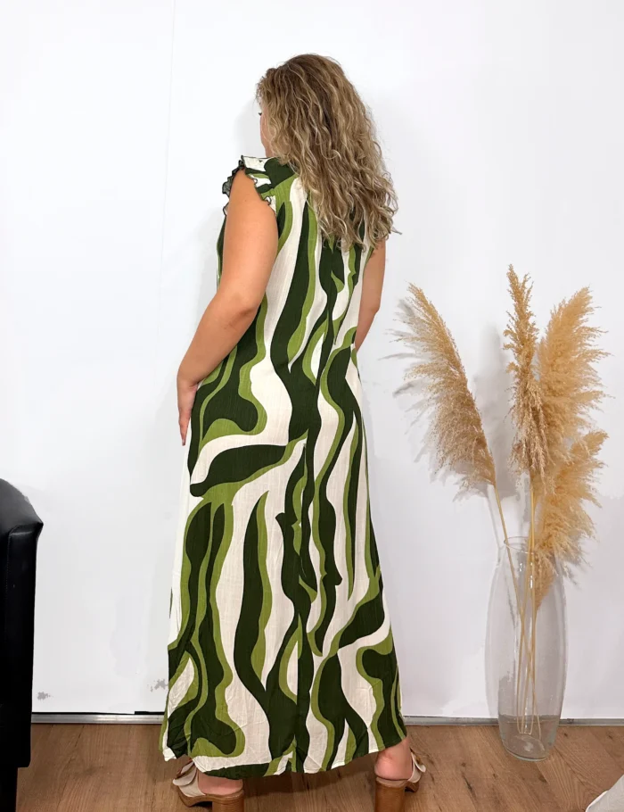 Vestido Fluido Verde Crema - Imagen 2