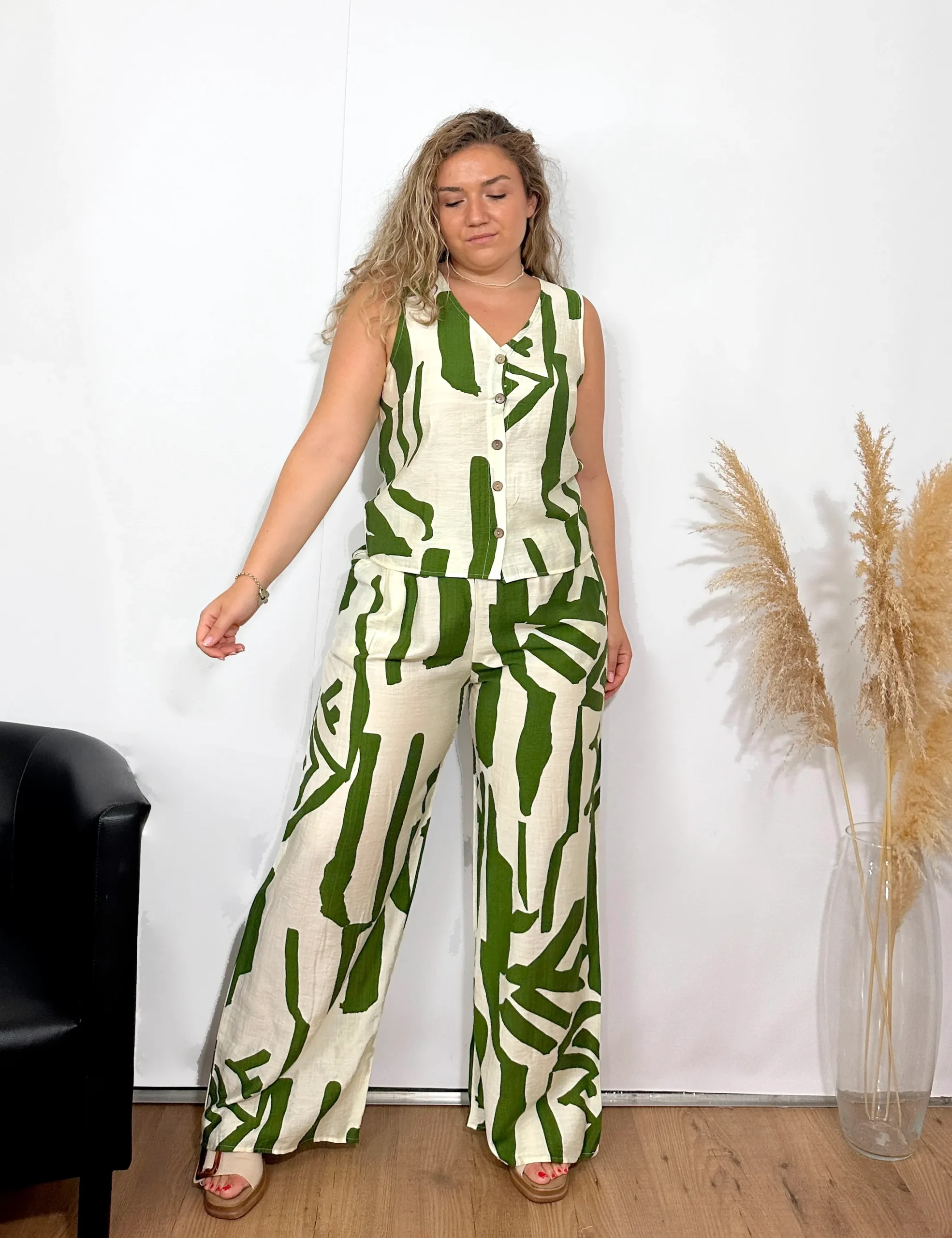 Chaleco Verde Crema