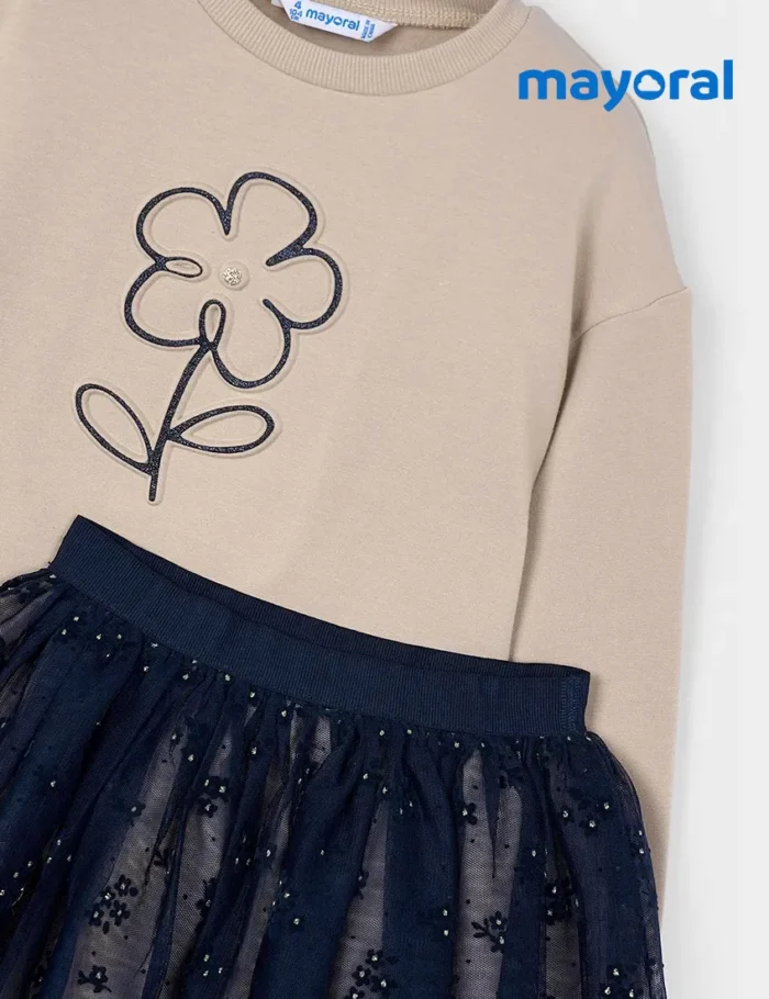 Sudadera Flor Beige