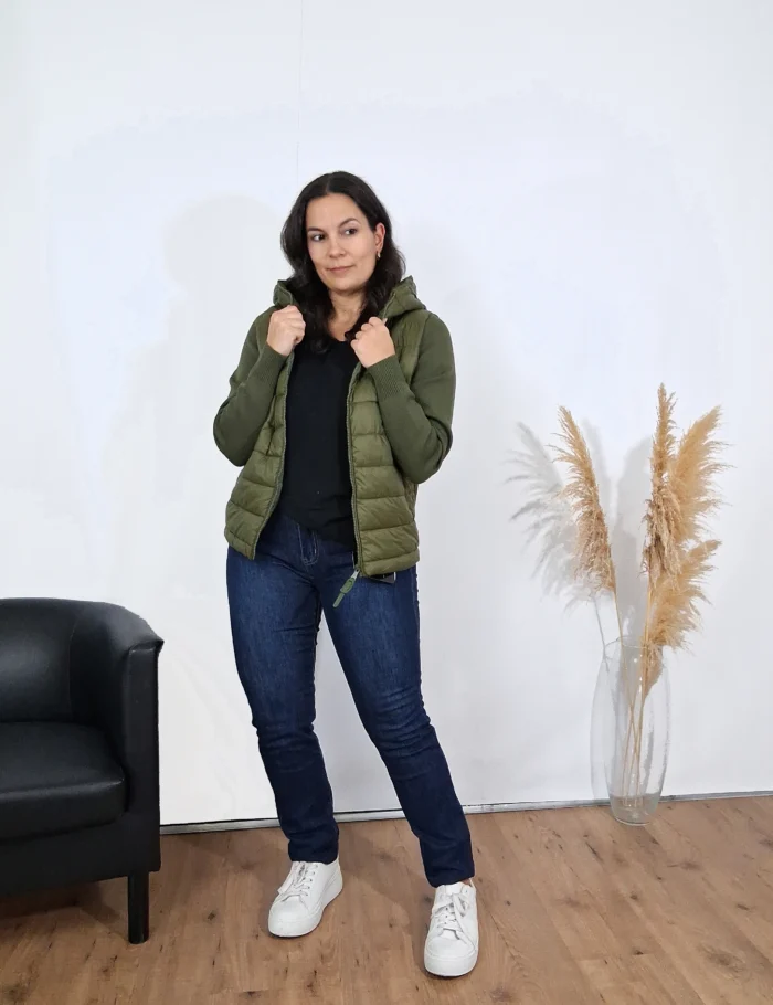 Chaqueta Acolchada Combinada Kaki - Imagen 4