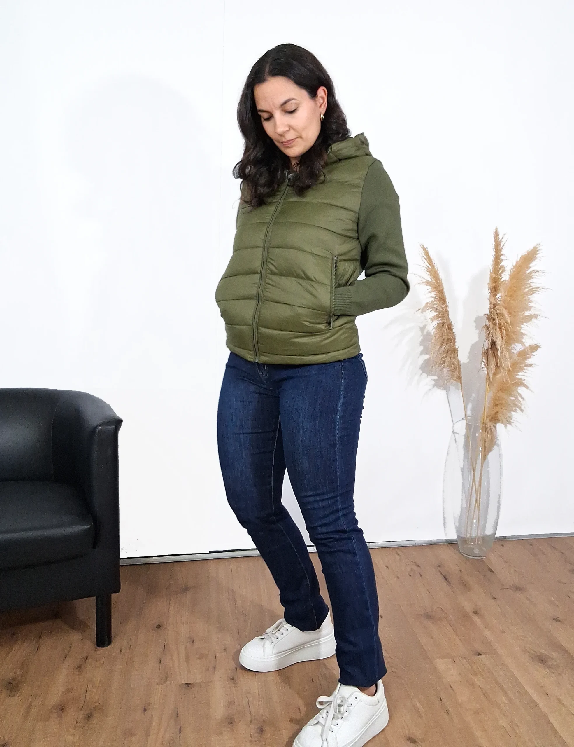 Chaqueta Acolchada Combinada Kaki