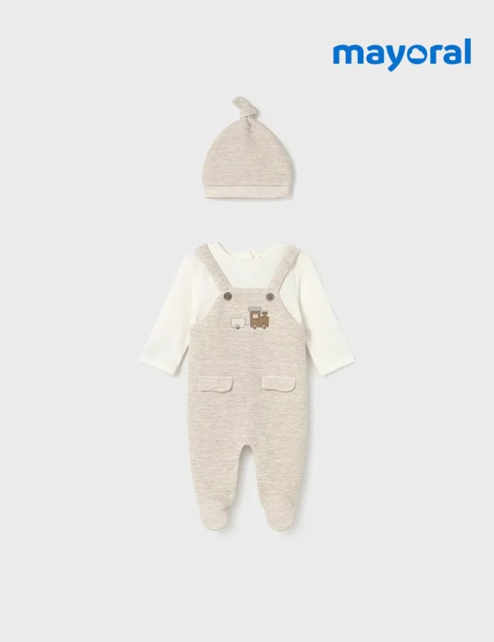 Pelele Peto y Gorro Beige