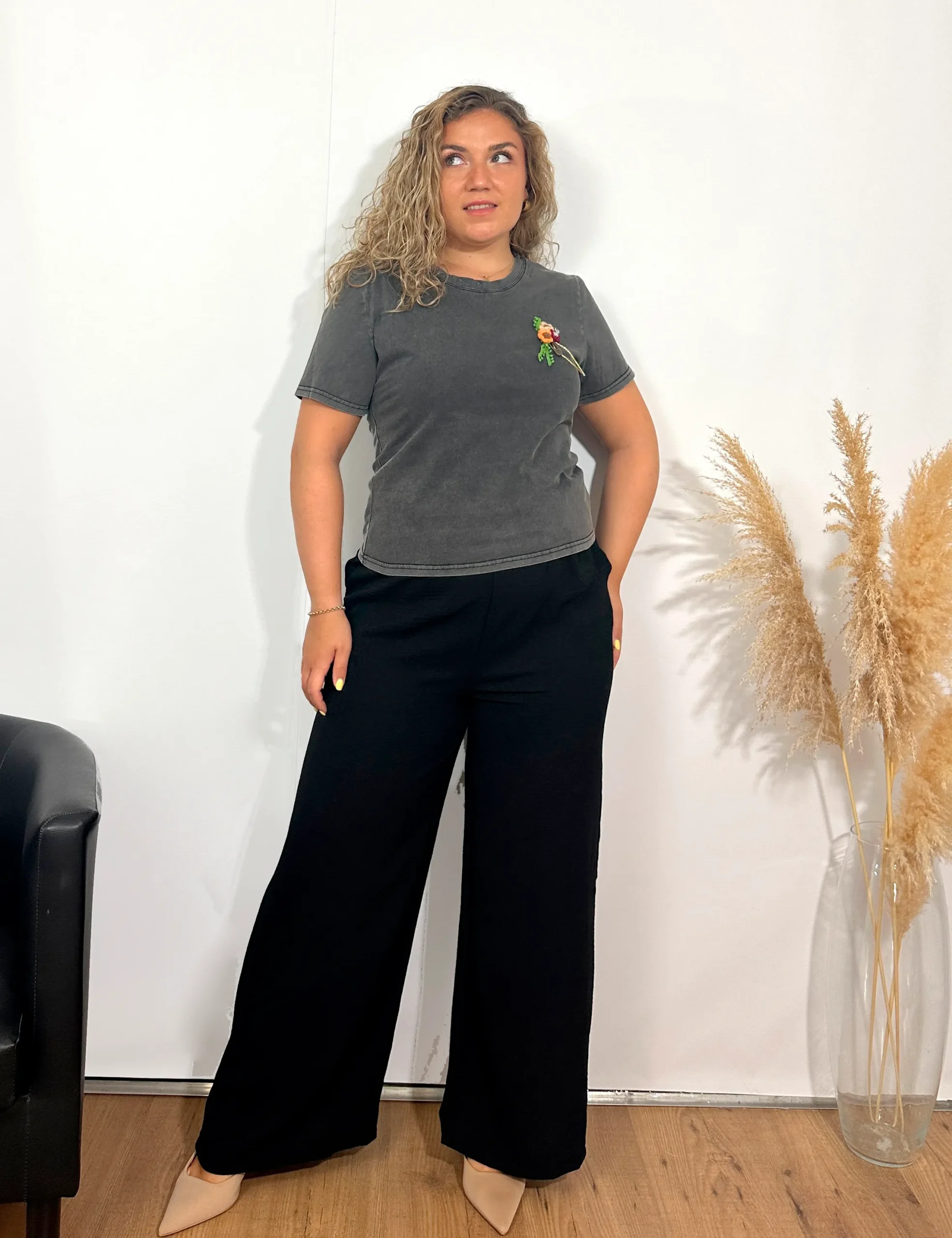 Camiseta Efecto Lavado Flor