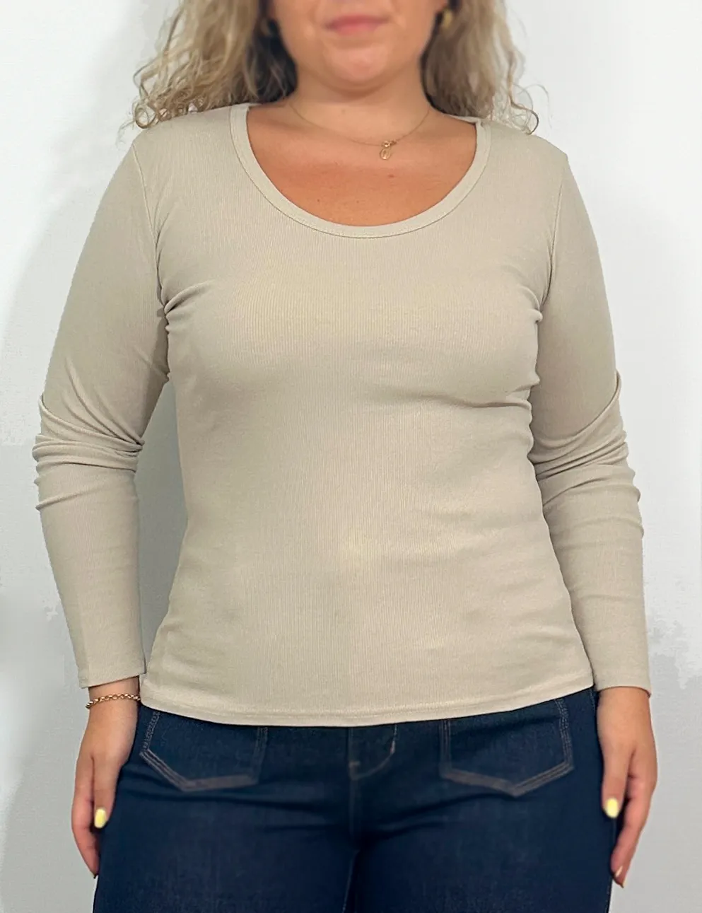 Camiseta Rib Crema