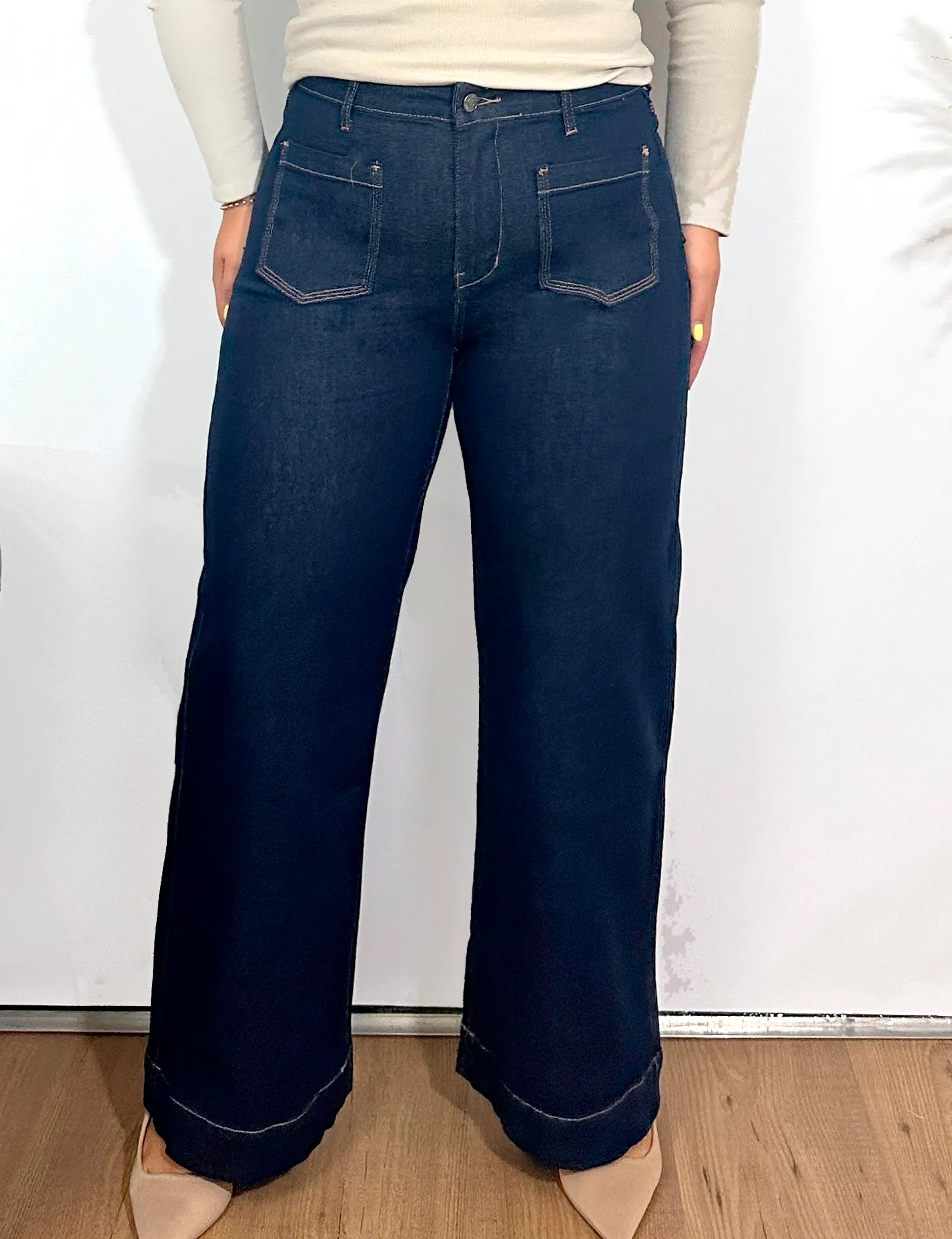 Jeans Wide-Leg Bolsillos