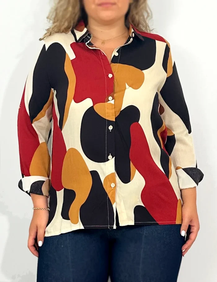 Camisa Estampada Burdeos - Imagen 2