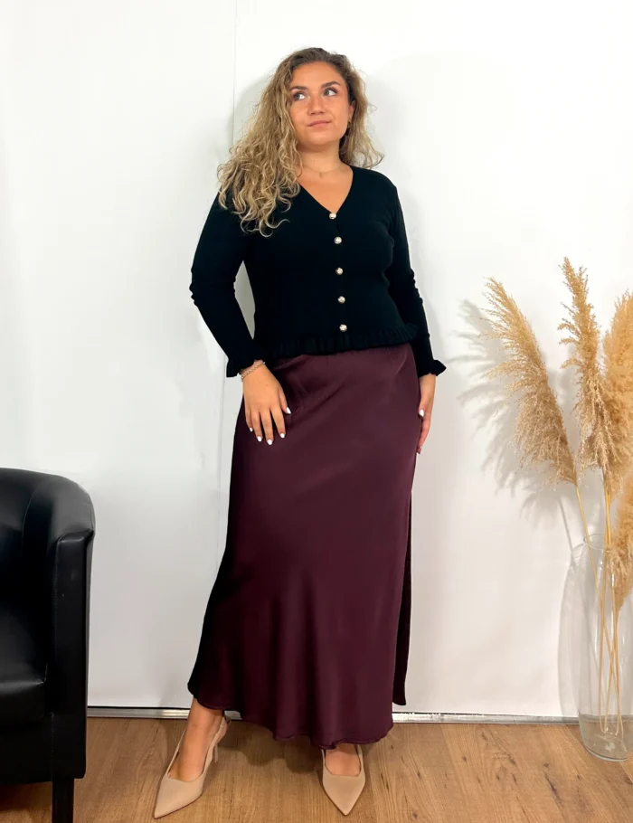 Falda Satinada Berenjena - Imagen 4