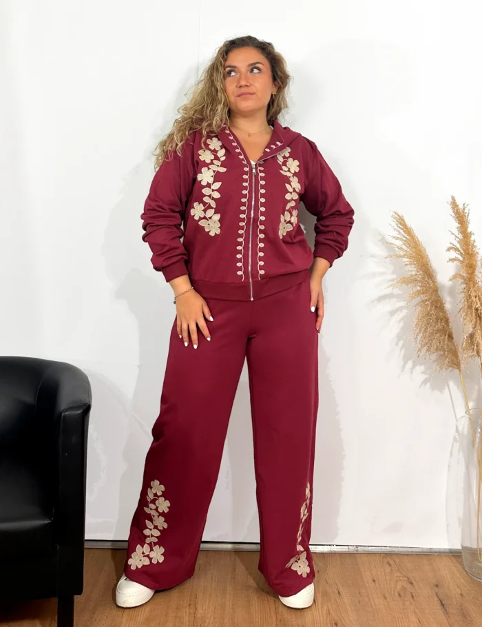 Pantalón Bordado Burdeos - Imagen 2