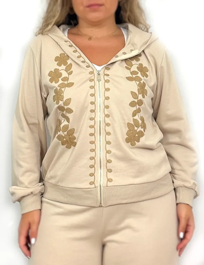 Sudadera Bordado Beige - Imagen 2
