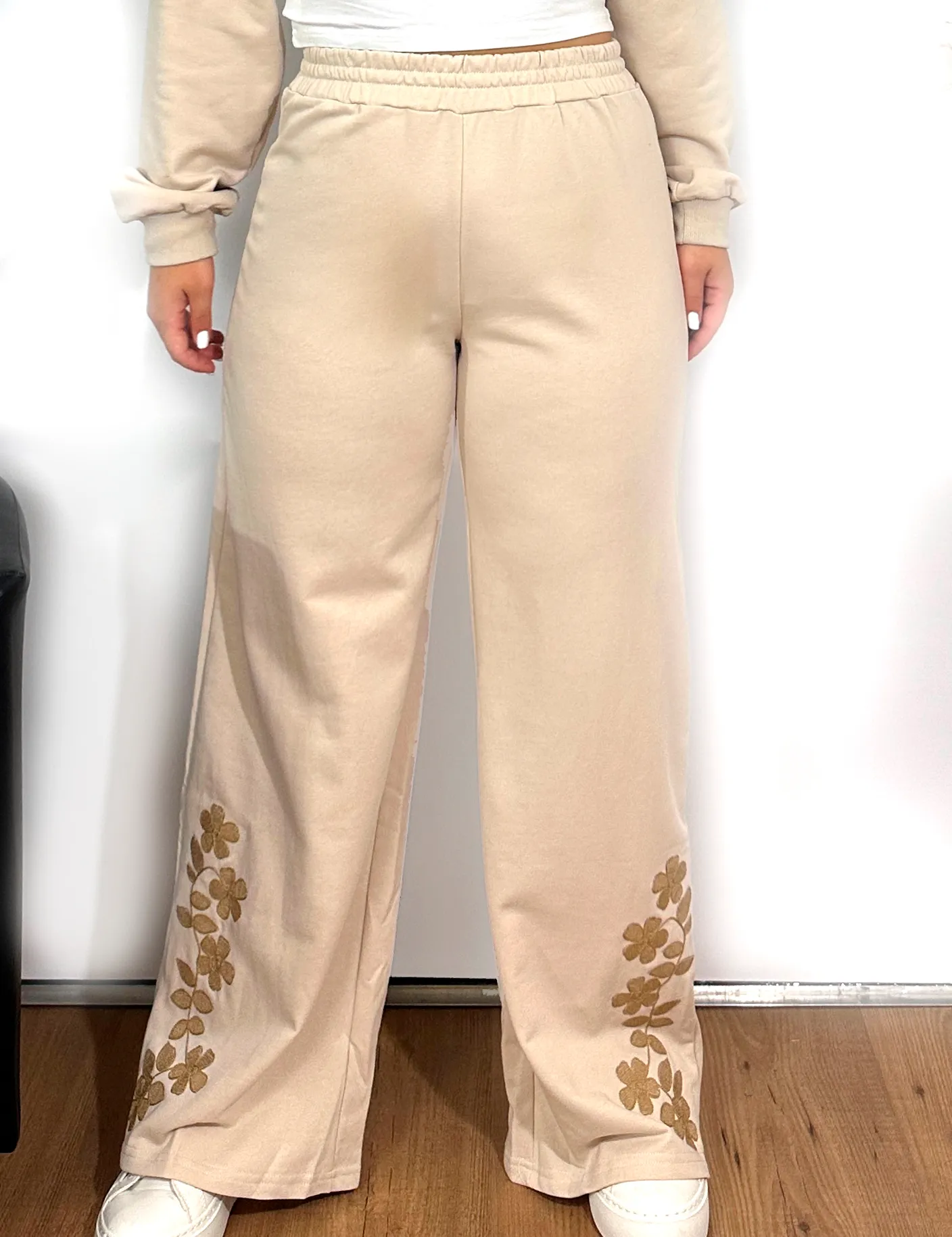 Pantalón Bordado Beige