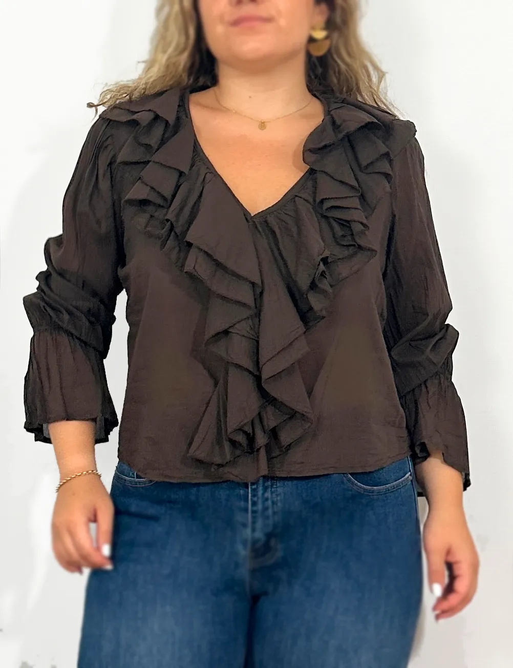 Blusa Volantes Chocolate