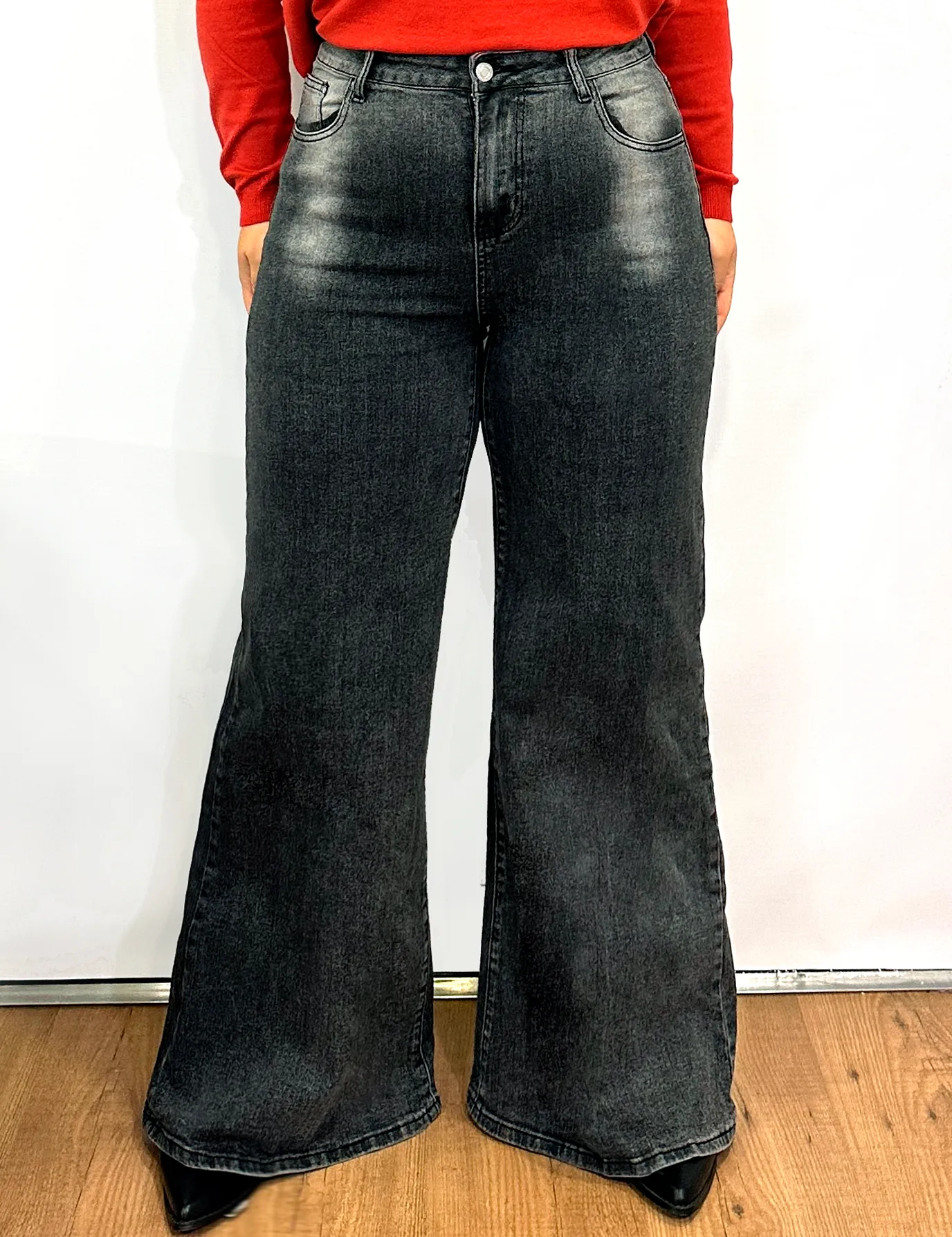 Jeans Wide-leg Negro