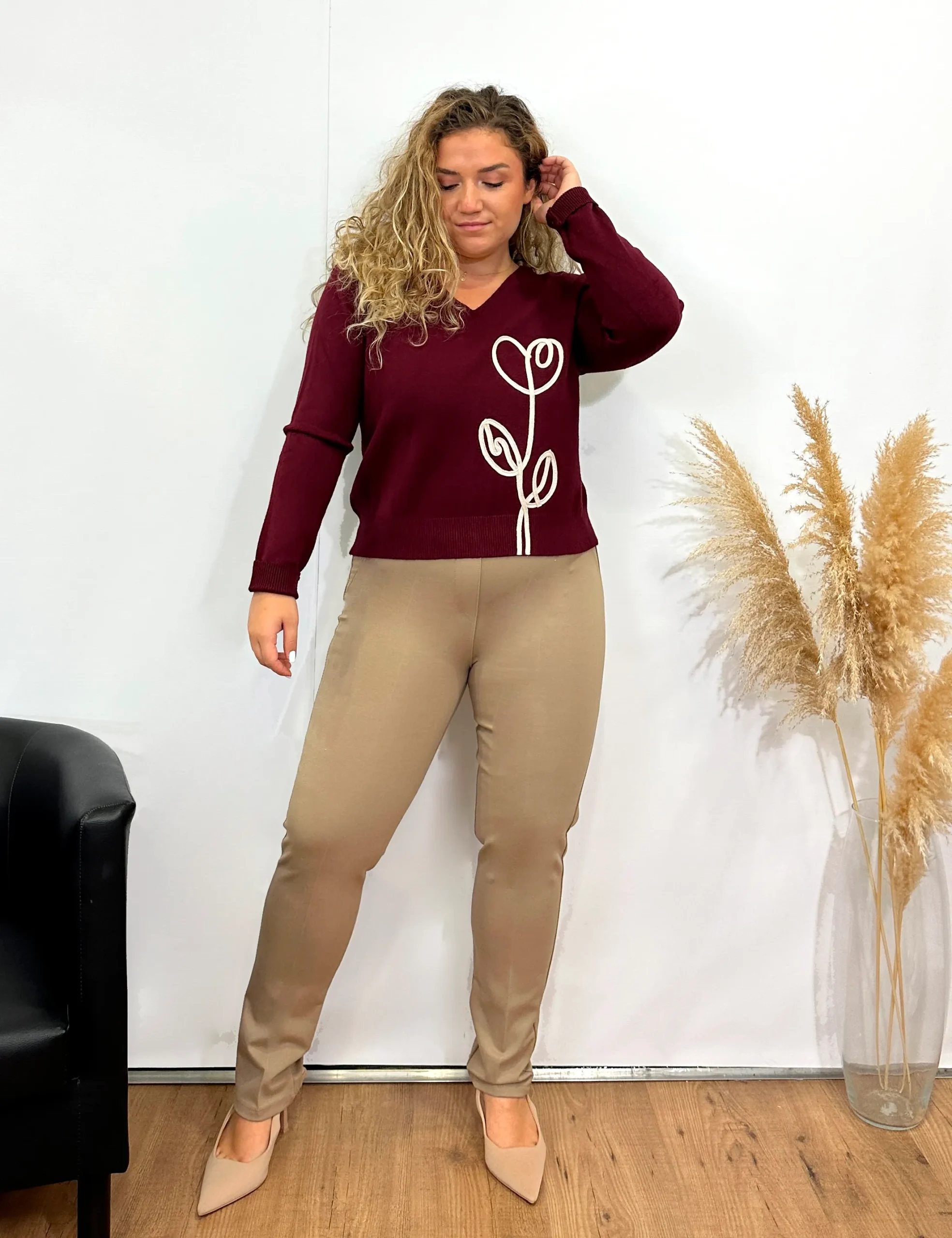 Jersey Bordado Burdeos