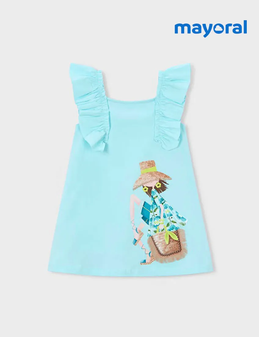 Vestido Punto Volantes Azul