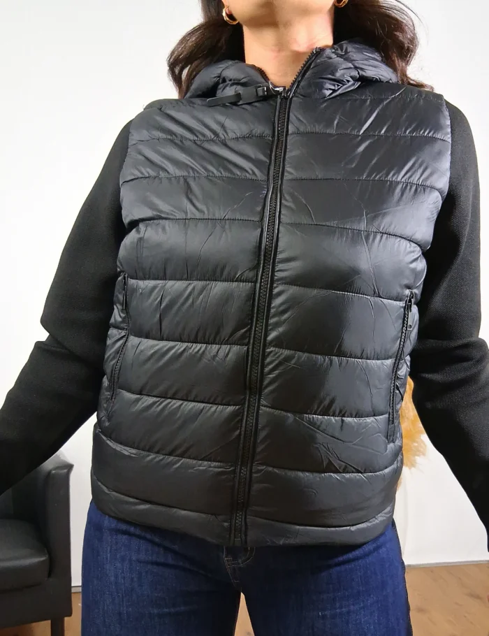 Chaqueta Acolchada Combinada Negra - Imagen 3