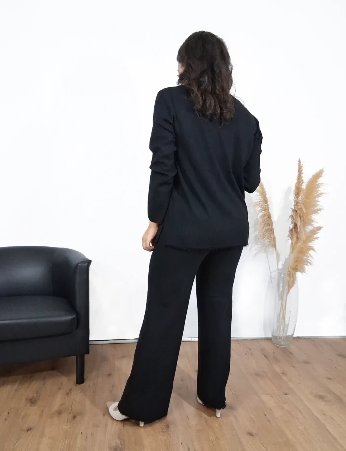 Pantalón Punto Flecos Negro - Imagen 2