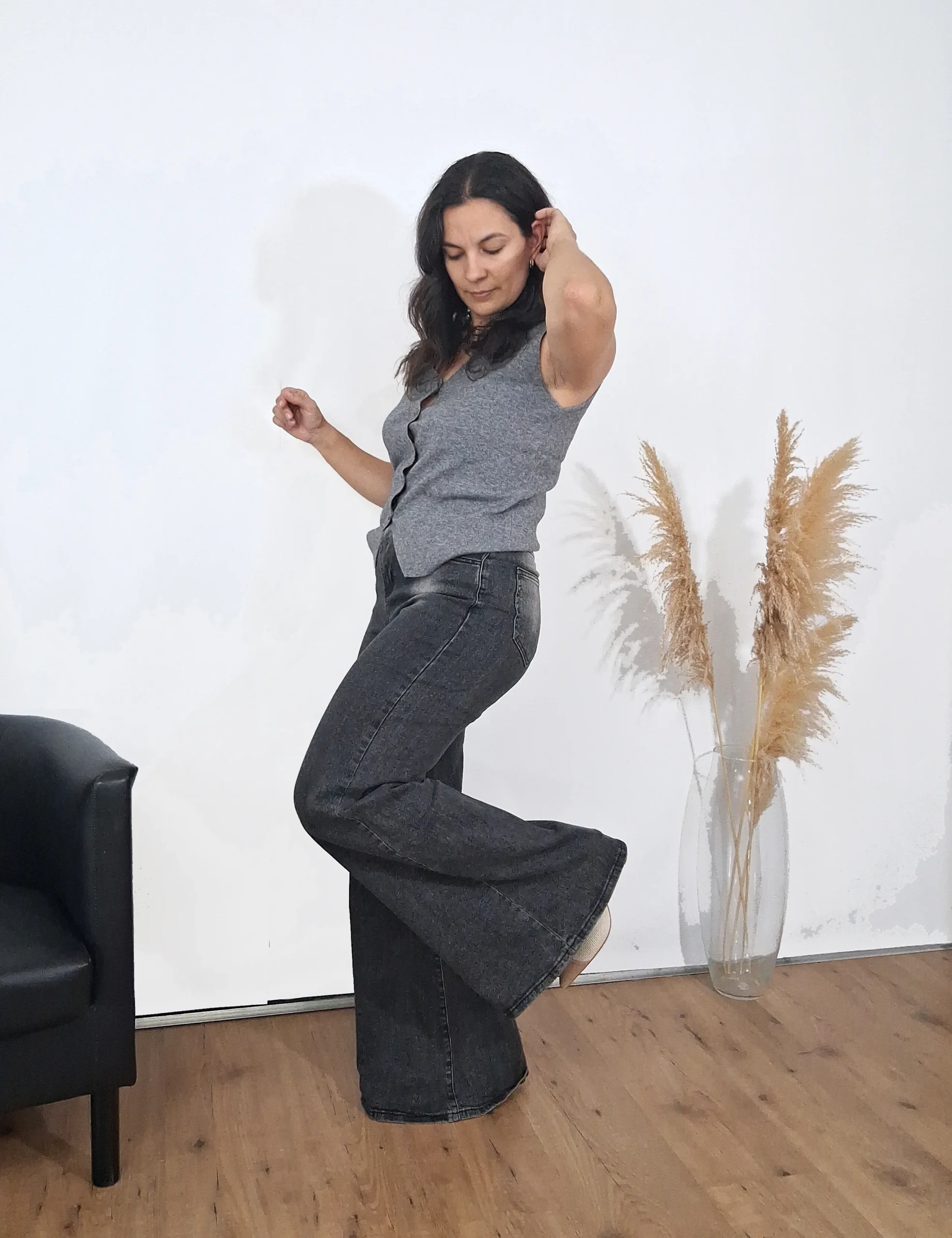 Jeans Wide Leg Negro